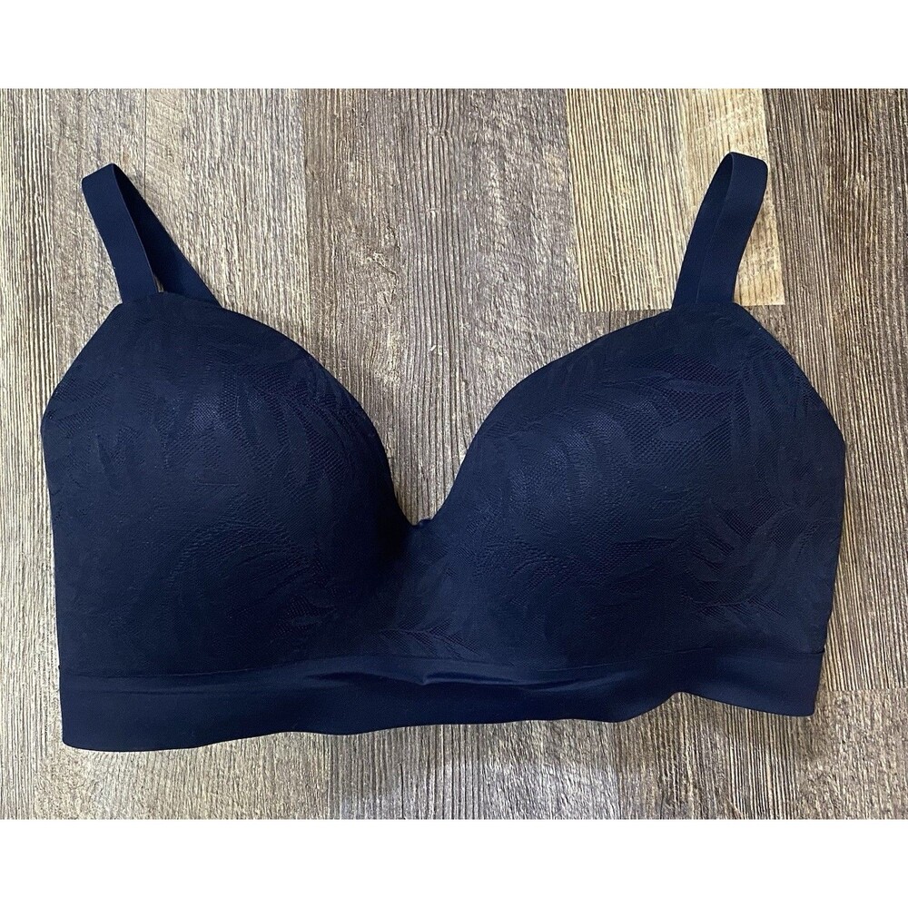 Soma Enbliss Wireless Bra 38DD Navy Blue Seamless Lace Comfort Support